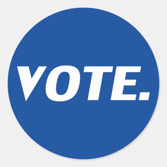 Vote blue and white classic round sticker (Front)