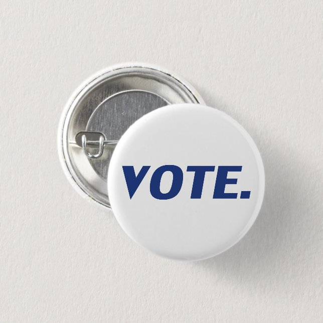 Vote blue and white modern 3 cm round badge (Front & Back)