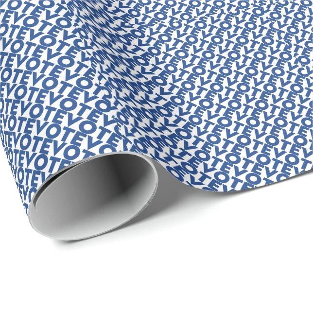 Vote blue and white modern pattern political gift wrapping paper (Roll Corner)