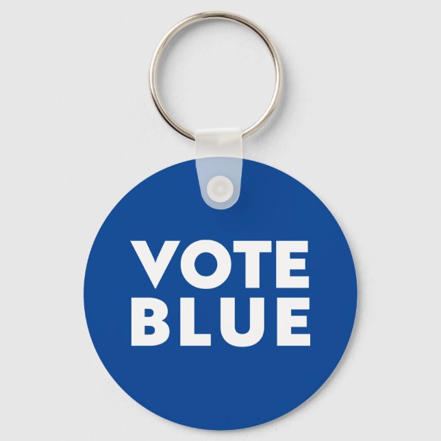 "vote blue" blue white key ring (Front)