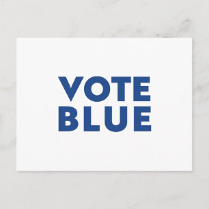 "vote blue" blue white postcard