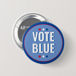 Vote Blue Bold Blue White Election 6 Cm Round Badge