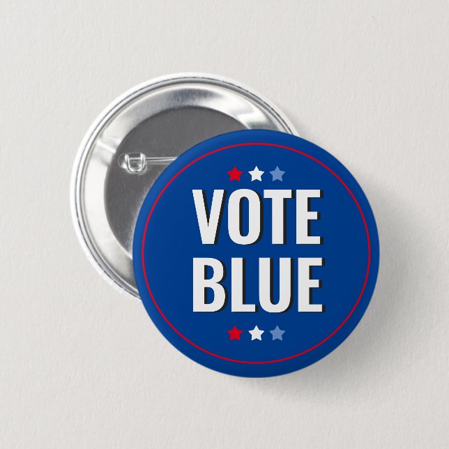 Vote Blue Bold Blue White Election 6 Cm Round Badge (Front & Back)