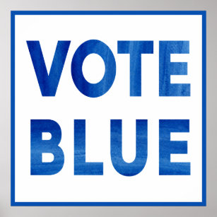 Vote Blue bold watercolor political election Poster