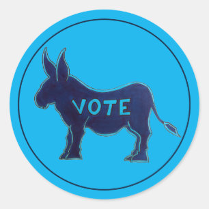 VOTE Blue Donkey Election Day USA Voting Patriotic Classic Round Sticker