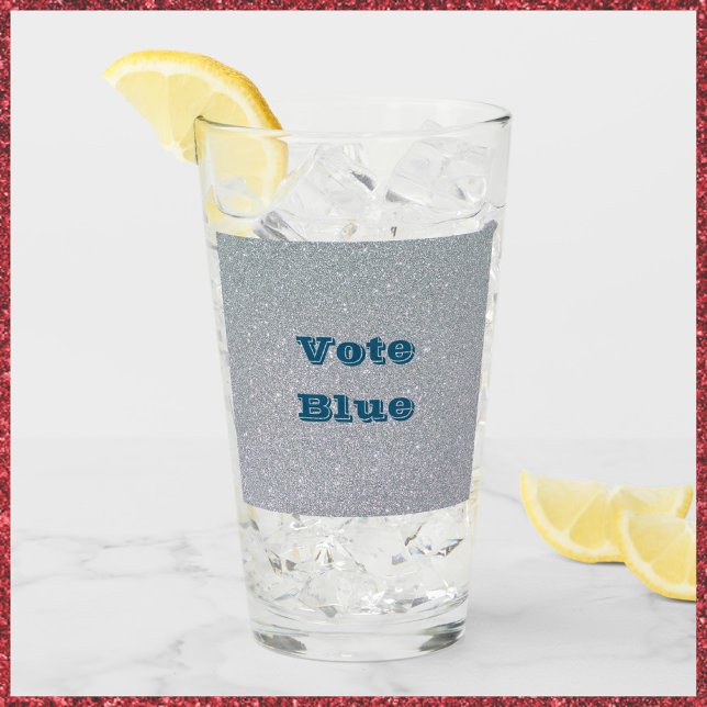 Vote Blue Glitter Drinking Glass (Creator Uploaded)