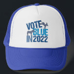 Vote Blue in 2022 Cute Democrat Donkey Election Trucker Hat<br><div class="desc">Vote Blue in 2022. Cool democratic party voter hat for the midterm elections. Cute democrat election donkey design about voting straight ticket democrat in the election to make America better. Voters should stay active in state and local races.</div>