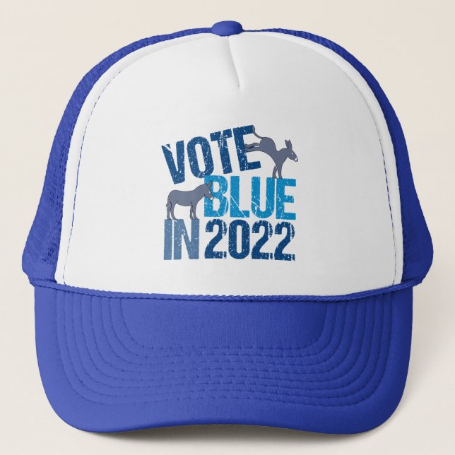 Vote Blue in 2022 Cute Democrat Donkey Election Trucker Hat (Front)