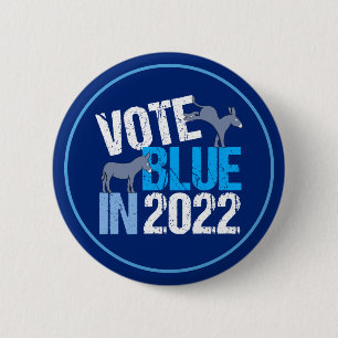 Vote Blue in 2022 Democrat Donkey Midterm Election 6 Cm Round Badge