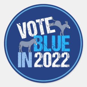 Vote Blue in 2022 Democrat Donkey Midterm Election Classic Round Sticker