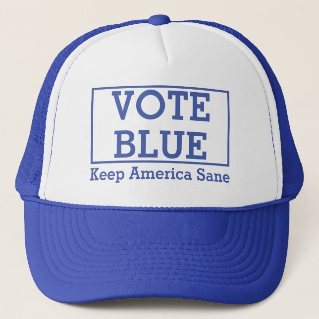 Vote Blue: Keep America Sane T-Shirt Trucker Hat (Front)