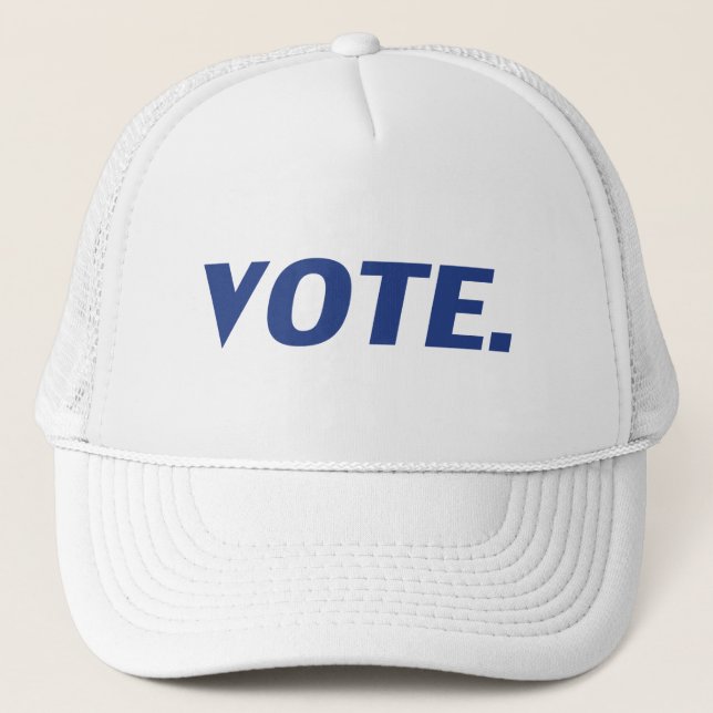 "vote" blue letters trucker hat (Front)