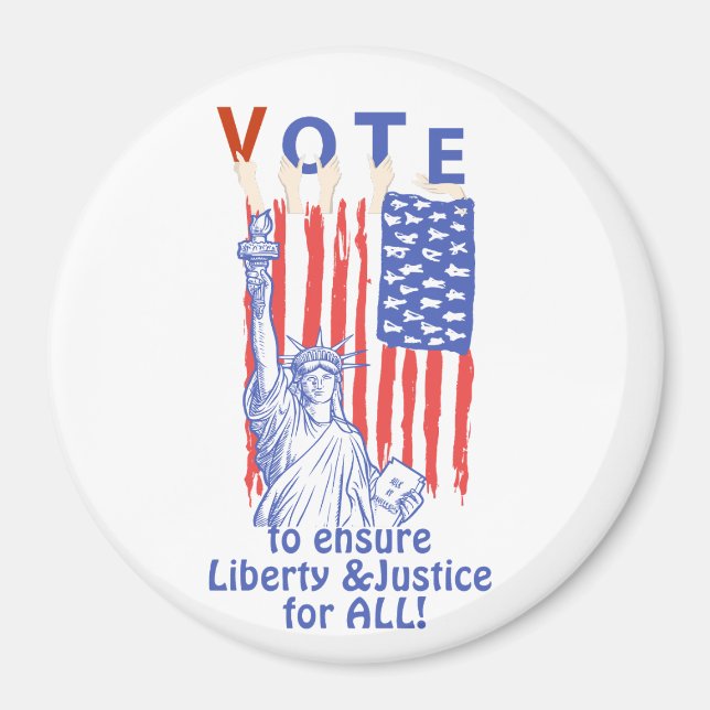 Vote Blue Liberty and Justice for All Magnet (Front)