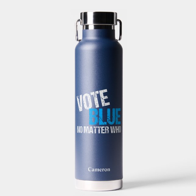 Vote Blue No Matter Who Democrat Personalised Water Bottle (Front)