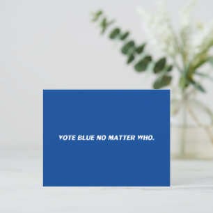 Vote blue no matter who modern white and blue postcard