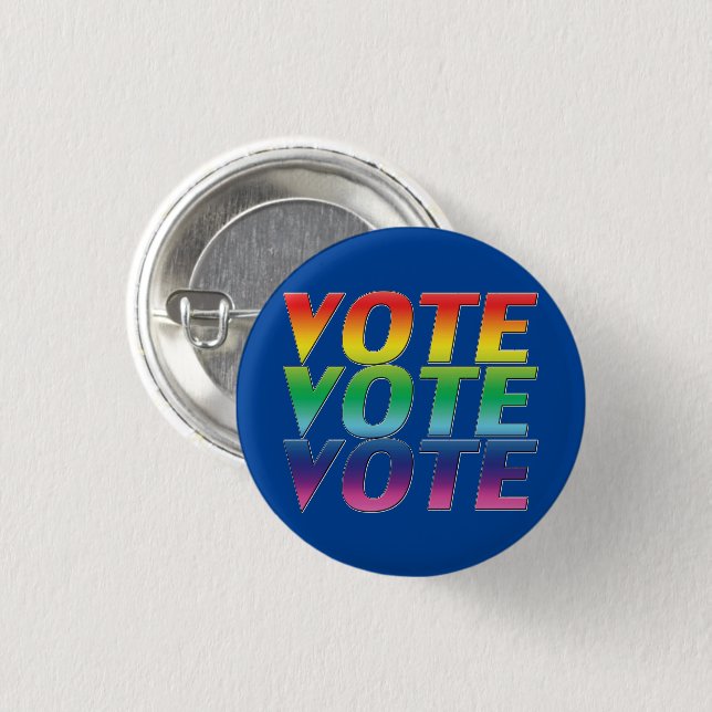 vote blue rainbow colors - Button (Front & Back)