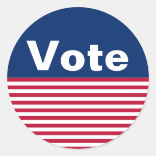 Vote Blue Red and White Stripes Classic Round Sticker