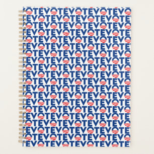 Vote blue red white modern typography pattern planner
