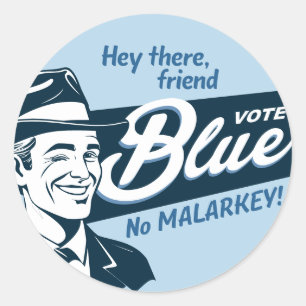 Vote Blue   Retro Funny Guy    Classic Round Sticker