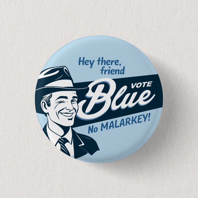 Vote Blue | Retro Funny Guy | Round 3 Cm Round Badge (Front)