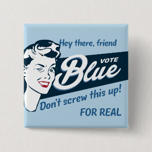 Vote Blue   Retro Funny   Rectangle 15 Cm Square Badge