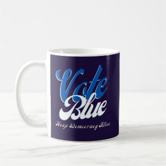 Vote Blue Retro Style Word Art Coffee Mug