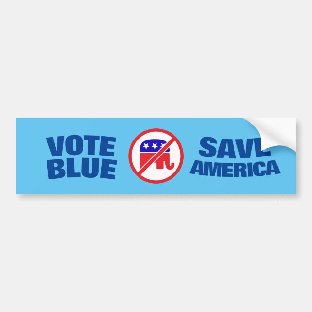 Vote Blue - Save America, Anti GOP Bumper Sticker (Front)