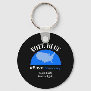 Vote Blue Save Democracy Sticker Key Ring