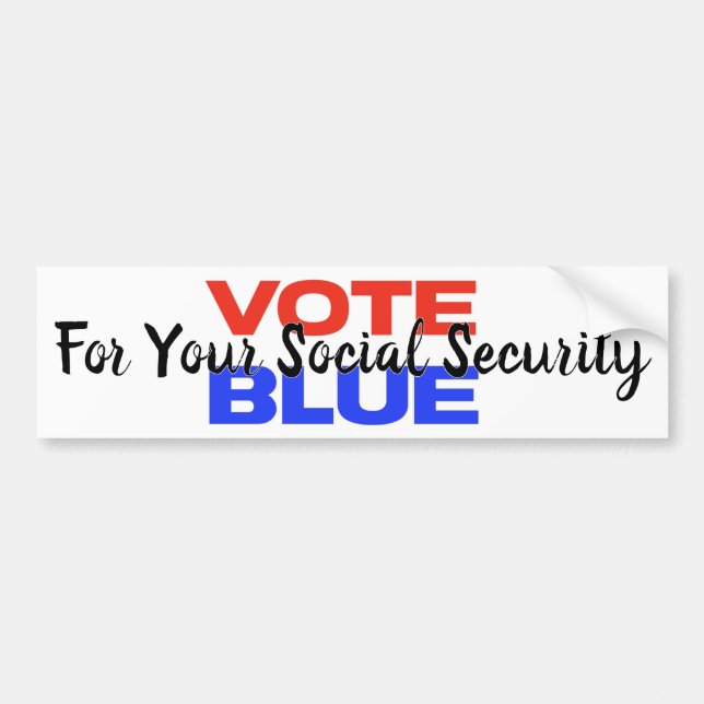 Vote Blue Social Security USA Political  Bumper Sticker (Front)