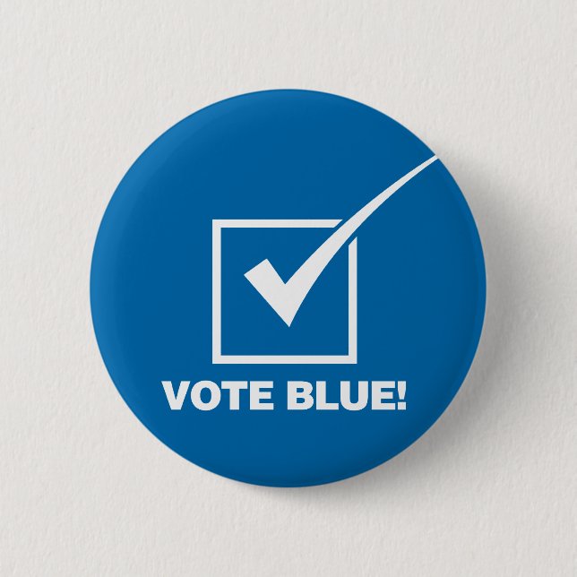Vote Blue - Solid 6 Cm Round Badge (Front)