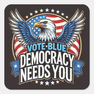 Vote Blue Square Sticker