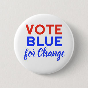 Vote Blue Voting USA Democratic Change 6 Cm Round Badge