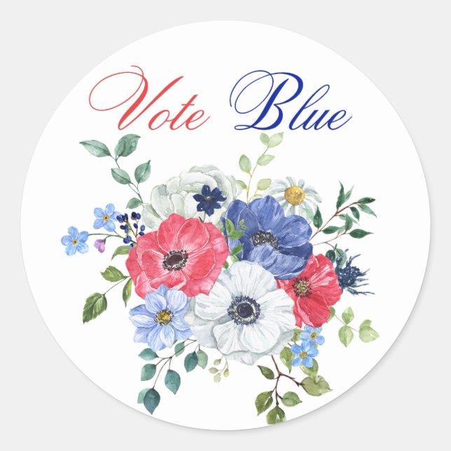 Vote Blue Voting USA Democratic Political Voter Classic Round Sticker (Front)