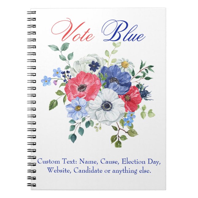 Vote Blue Voting USA Democratic Political Voter Notebook (Front)