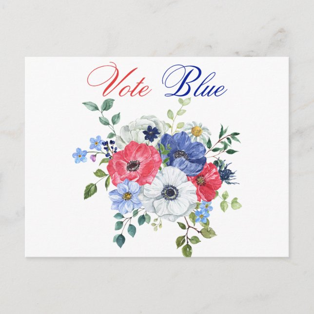 Vote Blue Voting USA Democratic Political Voter Postcard (Front)