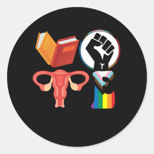 Vote Books Fist Ovaries Lgbt Oppressed Represents  Classic Round Sticker