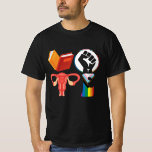Vote Books Fist Ovaries Lgbt Oppressed Represents  T-Shirt