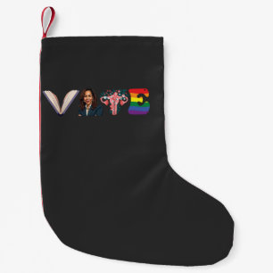 VOTE Books Uterus LGBT Kamala Harris Walz Election Small Christmas Stocking