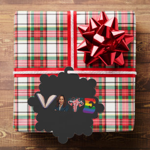VOTE Books Uterus LGBT Kamala Harris Walz Election Tree Decoration Card