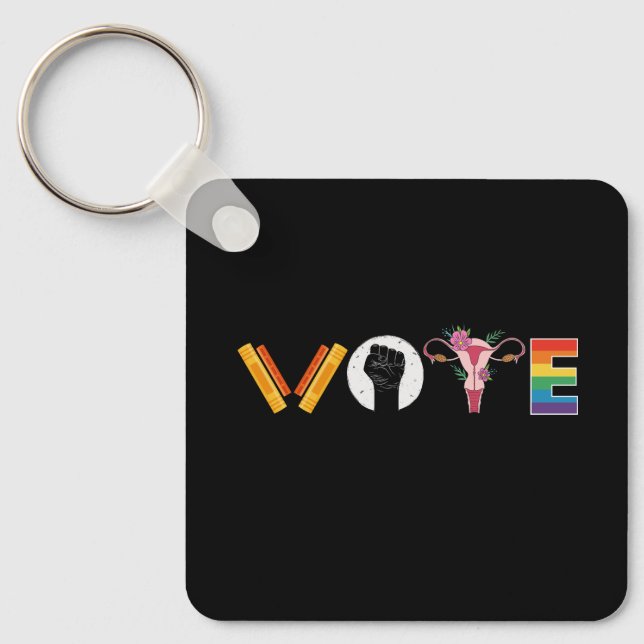 VOTE Books Uterus LGBT Support Key Ring (Front)
