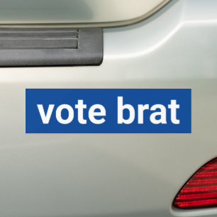 Vote brat funny minimalist white blue democrat bumper sticker