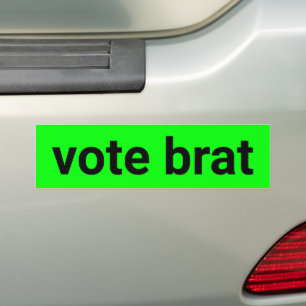 Vote brat kamala simple black and neon green bumper sticker