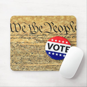 Vote Button On U.S. Constitution Mouse Mat