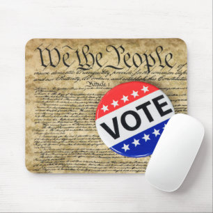 Vote Button On US Constitution Mouse Mat