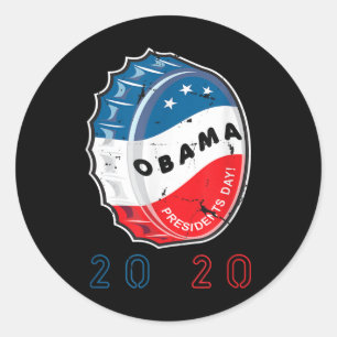 Vote Button Vintage Funny Obama Colourful Design Classic Round Sticker