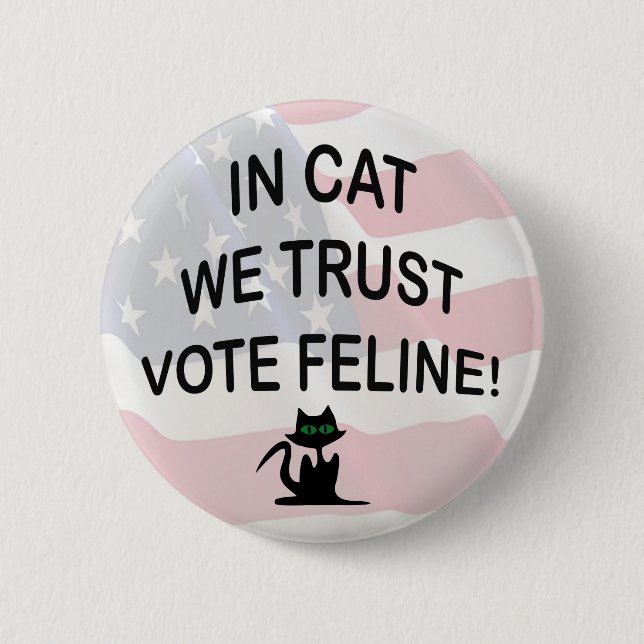 Vote Cat with American Flag 6 Cm Round Badge (Front)