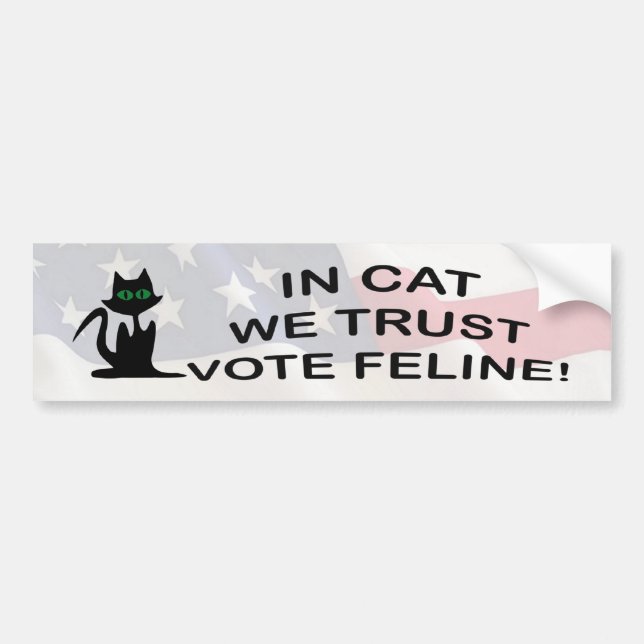 Vote Cat with American Flag Bumper Sticker (Front)