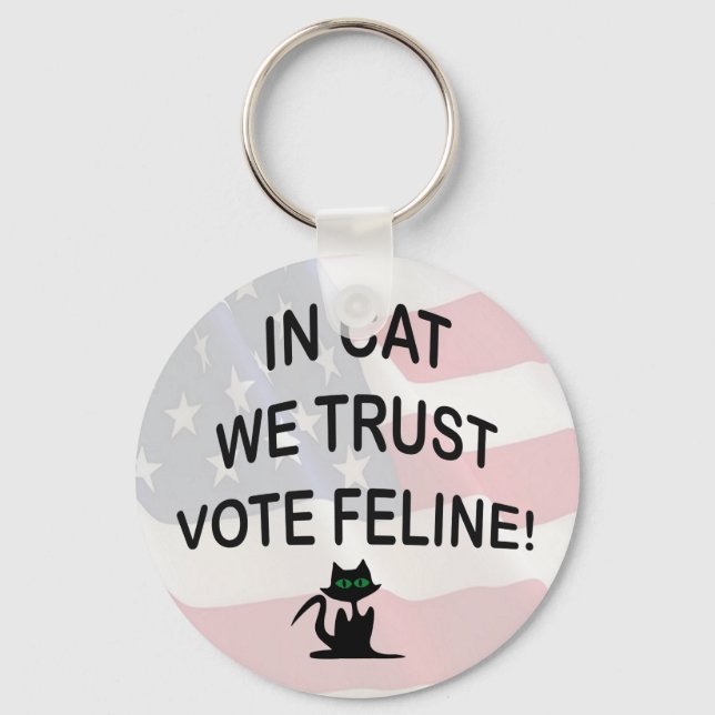 Vote Cat with American Flag Key Ring (Front)