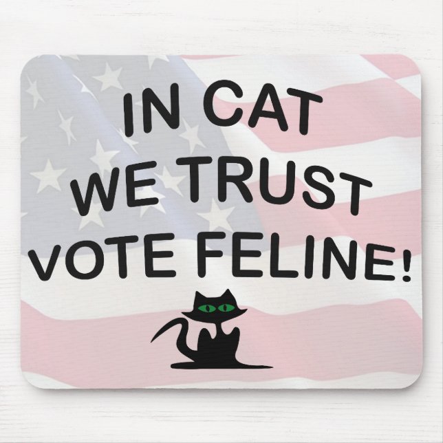Vote Cat with American Flag Mouse Mat (Front)