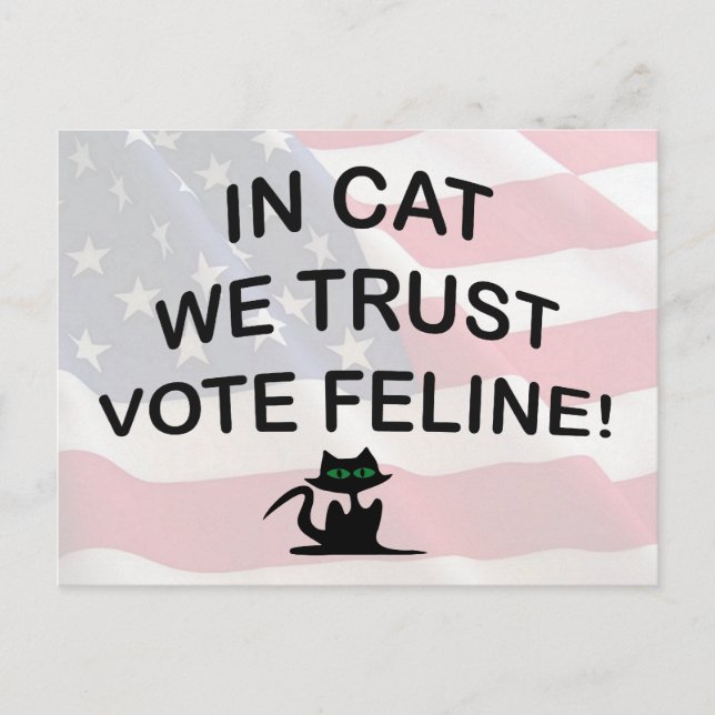 Vote Cat with American Flag Postcard (Front)